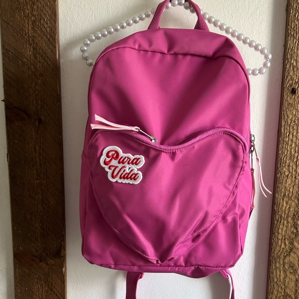 New Pura Vida Heart Pouch Pink Backpack